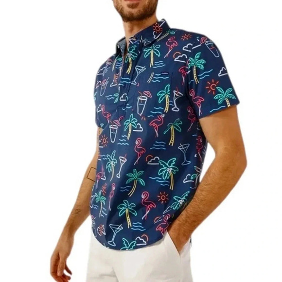 NEW Chubbies One Man Wolf Pack Button Down Popover Shirt Navy Size M - Picture 16 of 16